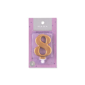 Vela Nº8 8Cm Dourado Kasa