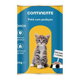 Comida Húmida Para Gato Júnior Patê Pedaços Frango E Legumes Lata Continente 400 g