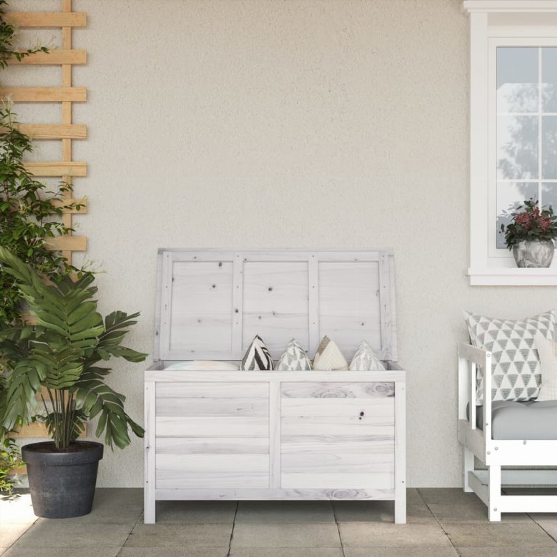 Hkh Caixa De Arrumação P/ Jardim 99X49,5X58,5Cm Abeto Maciço - Branco
