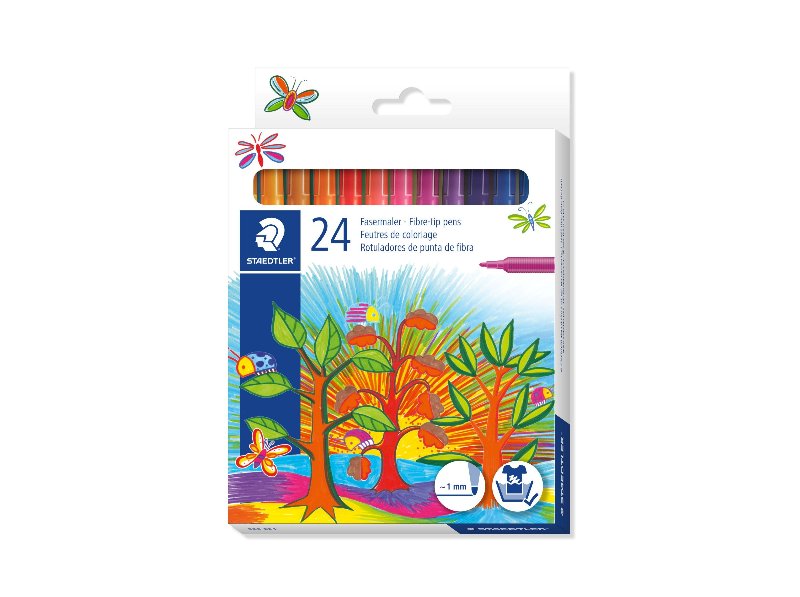 Conjunto 24 Marcadores Colorir Staedtler Ponta De Feltro