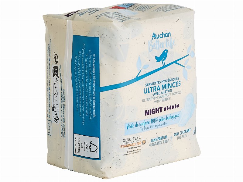 Pensos Higiénicos Auchan Better Life Noite C/Abas 10 Un