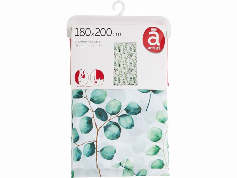 Cortina Duche Sem Argolas Actuel Eucalipto Estampada 180X200Cm