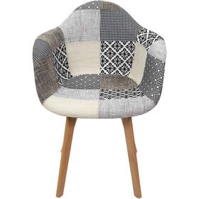 Conjunto De 2 Cadeiras Com Braços Patchwork Cinza