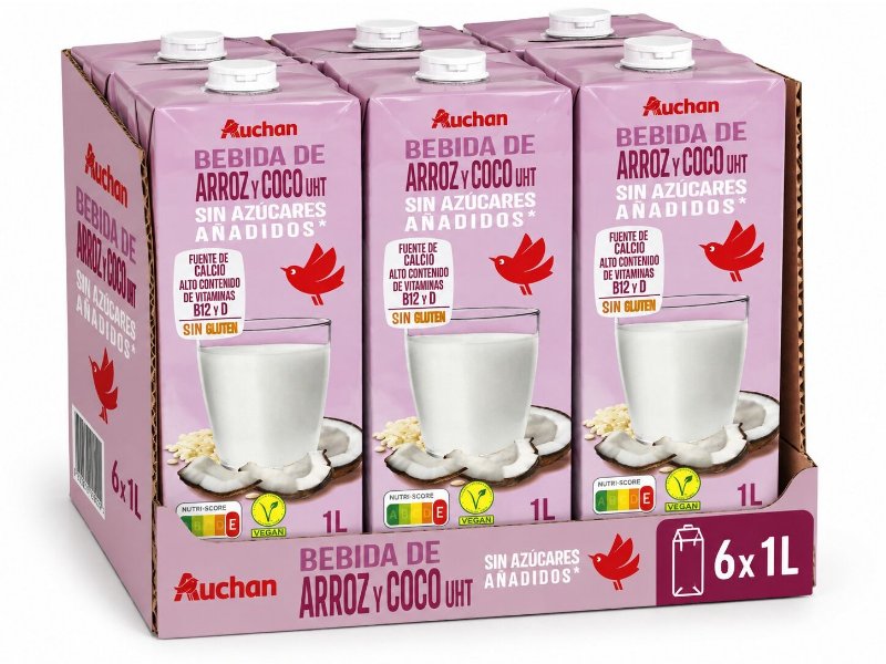 Bebida Arroz Coco Auchan Sem Adição De Açúcares Sem Glúten 6X1 l