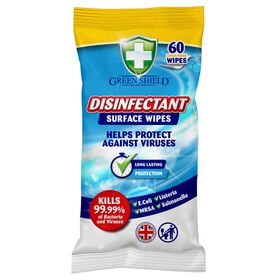 Toalhitas De Limpeza Desinfetantes Green Shield 60 Un