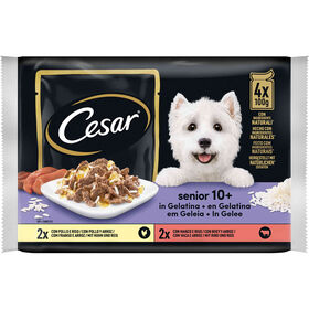Comida Húmida Para Cão Sénior Vaca E Galinha Saquetas Cesar 4 X 100 g