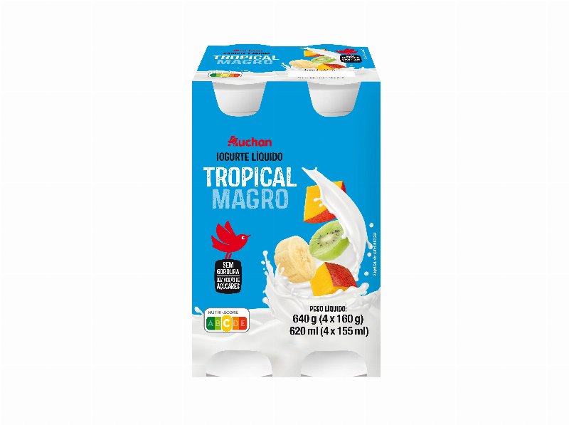 Iogurte Líquido Magro Auchan Tropical 4X160 g