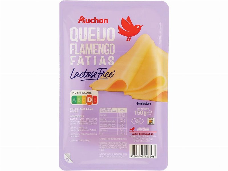 Queijo Flamengo Auchan Fatias Sem Lactose 150 gr