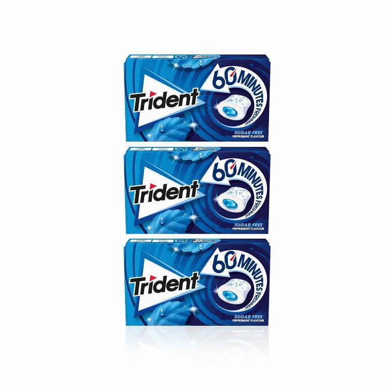 Trident 60 Minutes Pastilha Elástica Peppermint 22 gr - Pack 3 X 22 gr