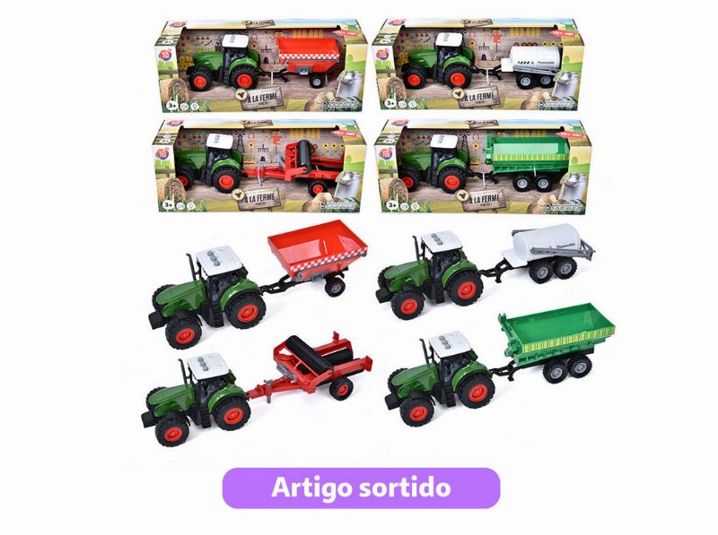 Tractor Com Luz / Som One Two Fun Com Atrelado 1/32 Modelos Sortidos