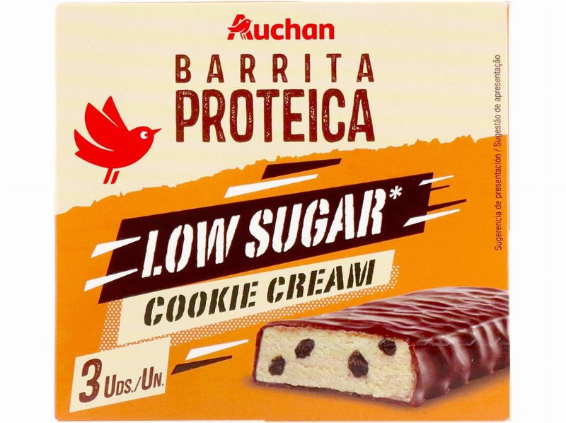 Barrita Proteica Auchan Cookie Cream 3Un 120 g