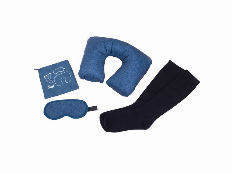 Kit De Viagem Conforto Airport Azul 3 Em 1