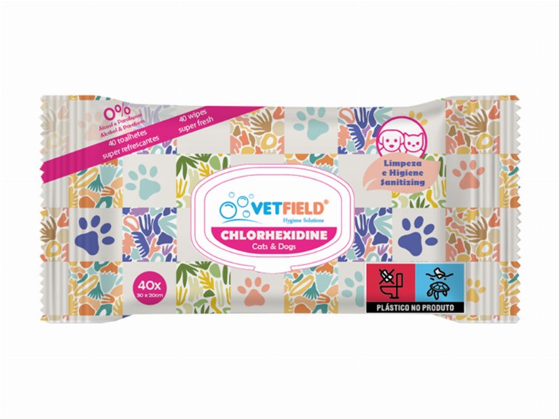 Toalhitas Limpeza Vetfield C/ Clorexidina 40Un