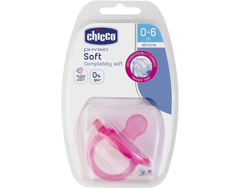 Chupeta Soft Chicco Silicone Rosa 0-6Meses 1Un