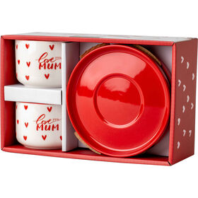 Conjunto 2 Chávenas Café Corações Love You Mum Kasa