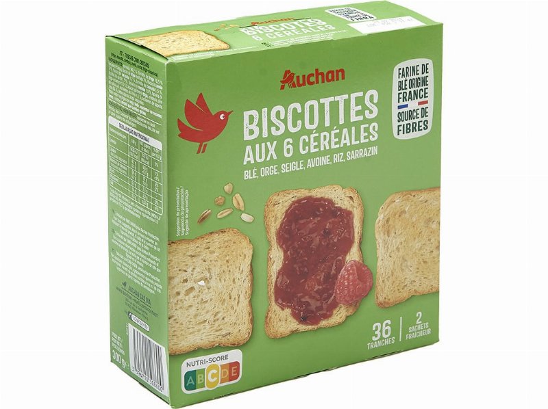 Tostas Auchan 6 Cereais 300 g (36Un)