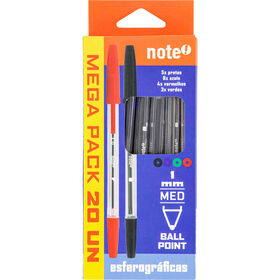 Conjunto 20 Esferográficas Ball Point 1Mm Note!