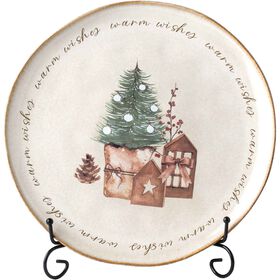 Prato Raso 26,3Cm Bege Com Árvore Kasa