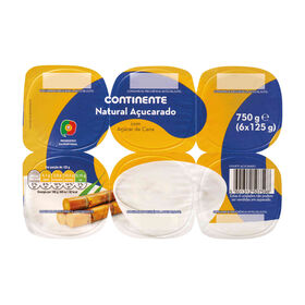 Iogurte Natural Açucarado Com Açúcar De Cana Continente 750 gr (6 Un)
