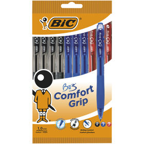 Esferográfica Bu3 Grip De Tinta Azul, Vermelha E Preta Bic