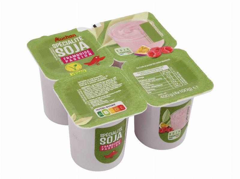 Preparado Auchan De Soja Framboesa E Maracujá 4X100 g