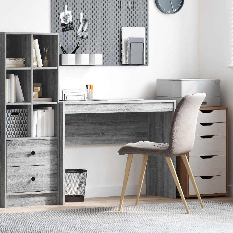 Hkh Secretária De Computador Cinza Sonoma Mdf 100 X 40 X 76 Cm