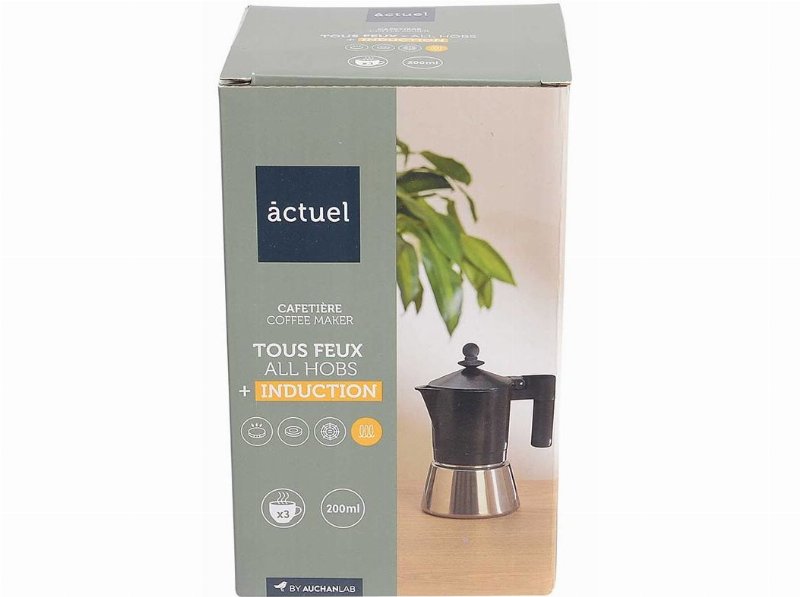 Cafeteira Aluminio Actuel Preto 3 Chávenas