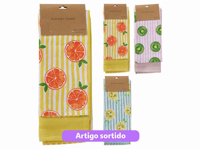 Conjunto De 2 Panos Louça 70X45Cm Modelos Sortidos