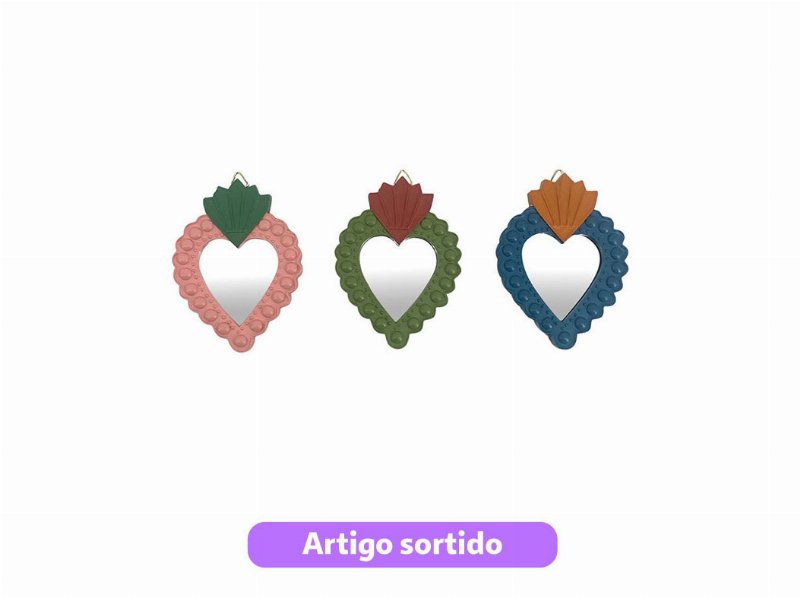 Espelho Forma Coração Actuel 12Cm Cores Sortidas