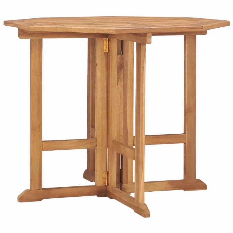 Hkh Mesa De Jantar P/ Jardim Dobrável 90X90X75 Cm Teca Maciça - Marrom