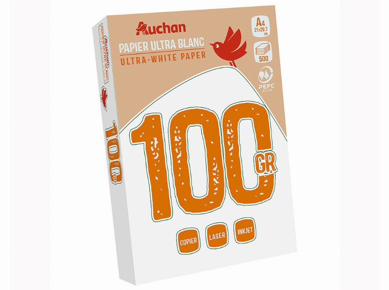 Resma De Papel Auchan 100 g 500 Folhas