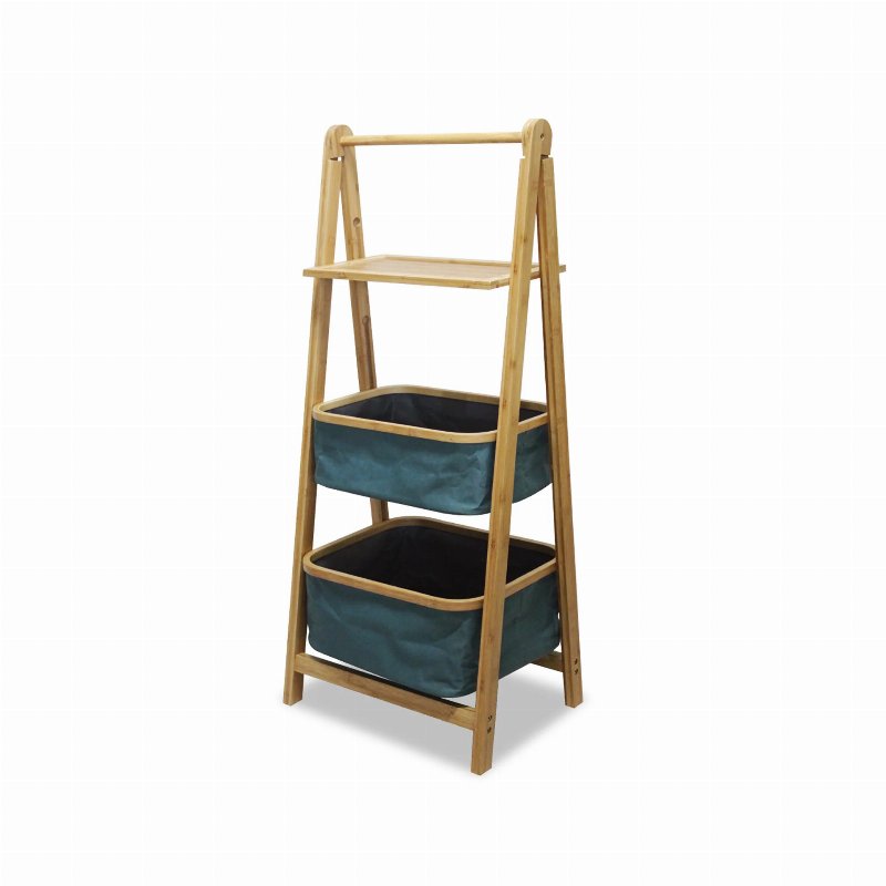 Estante Bambu Com 2 Cestos