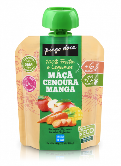 Bolsa De Fruta Maçã, Cenoura E Manga Pingo Doce 0.09Kg