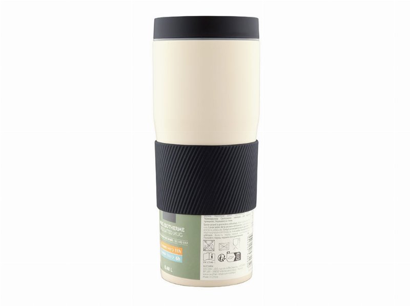 Copo Térmico Inox+Silic Actuel Bege/Preto 0.48 l