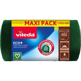 Sacos Lixo Eco+ Maxi Rolo Fecho Fácil 50 Lt Vileda 24 Un