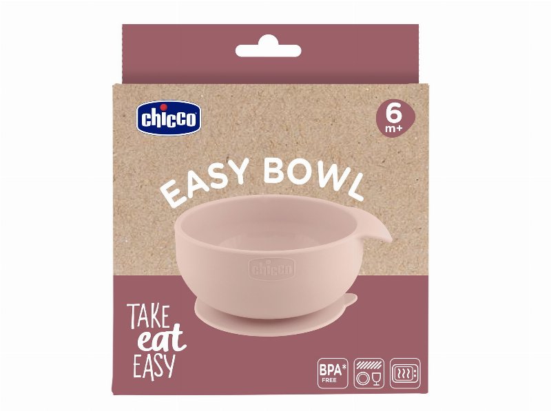 Tigela Silicone Chicco Ventosa Rosa