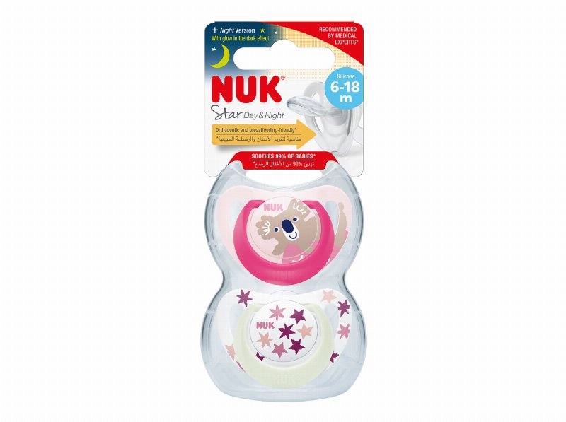 Chupeta Star Nuk D&N Silicone Rosa 6-18M 2Un