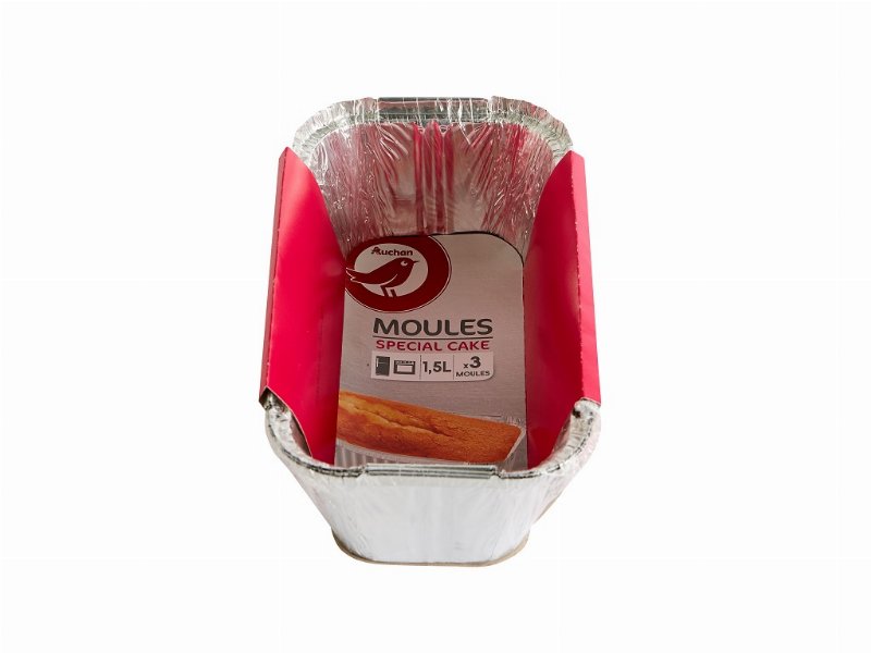 Forma Bolo Inglês Descartável Auchan Aluminio 1.5 l Pack 3 Unidades