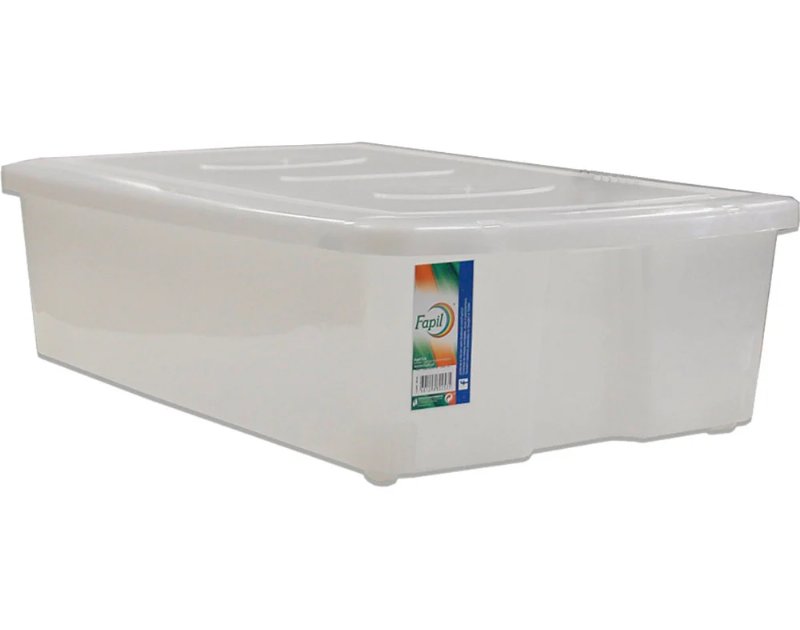 Caixa De Arrumação Com Tampa E Rodas Fapil Transparente 30 l 60X40X18Cm
