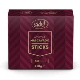 Açúcar Mascavado 50 Sticks Sidul 250 gr