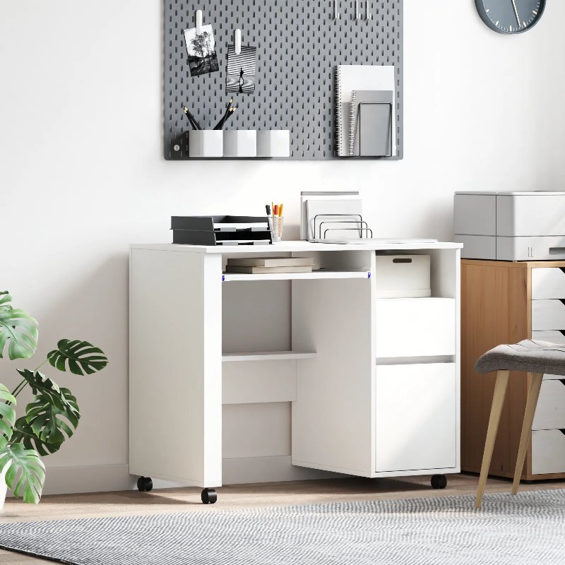 Hkh Mesa De Computador Branca Com Gavetas Branca