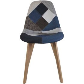 Conjunto De 4 Cadeiras Patchwork Azul Cinza