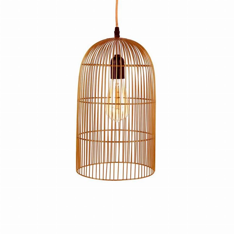 Candeeiro De Teto Metal Arame Dourado Forma De Gaiola
