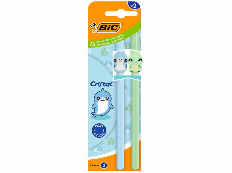 Esferográfica Cristal Bic Figurine Azul 2Unidades