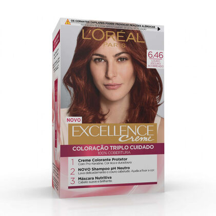 Coloração Excellence Louro Escuro Acobreado 6.46 Excellence L'oreal Paris 1Un