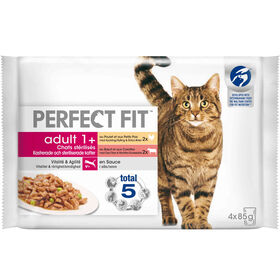 Comida Húmida Para Gato Adulto Esterilizado Carne Saquetas Perfect Fit 4 X 85 g