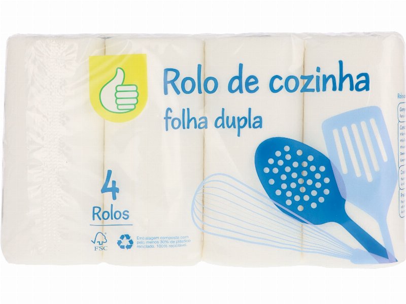 Rolo Cozinha Polegar Folha Dupla 4 Rolos
