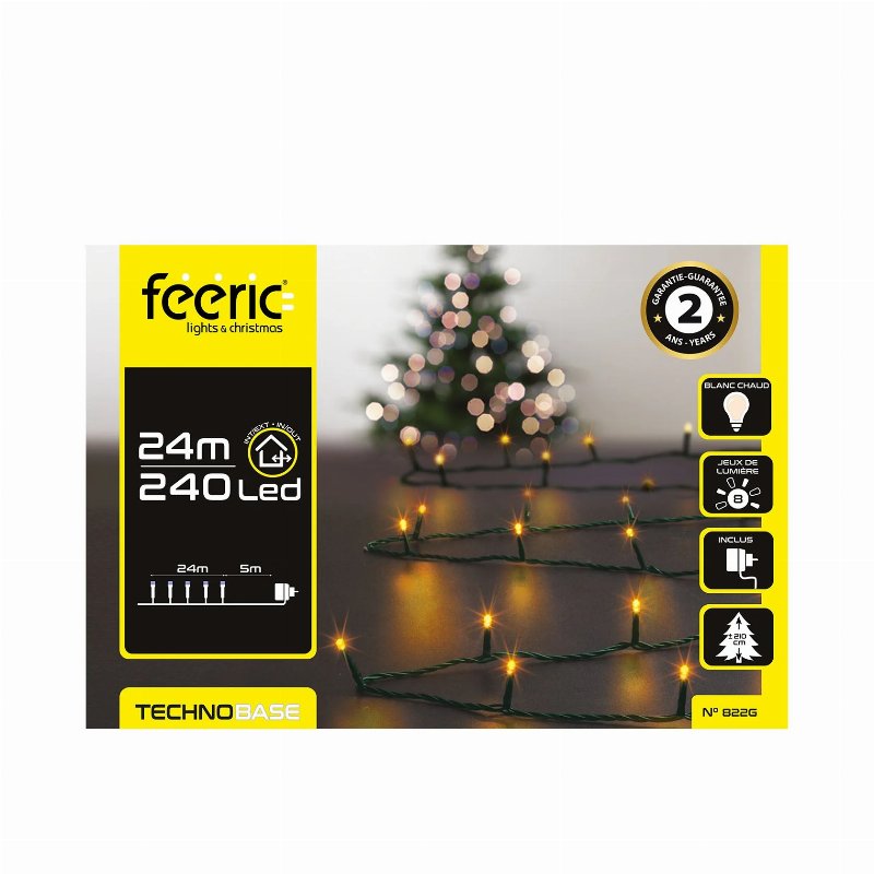 Hkh Luzes De Natal Branco Quente Para Exterior 8 Funções 240 Led 24 M