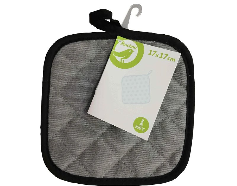 Pega Auchan Essencial Cinzento 100% Algodão 20X20Cm