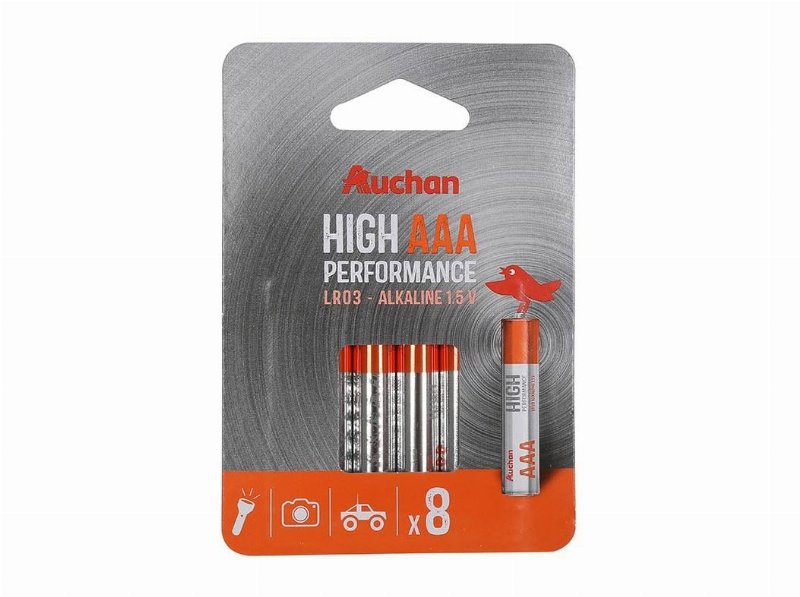 Pack 8 Pilhas Alcalina Auchan Premium Aaa Lr03